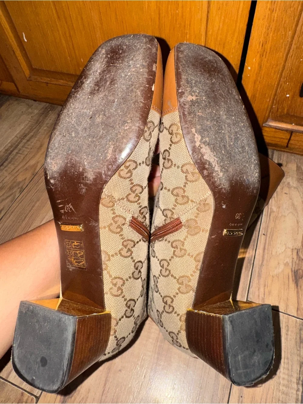 Gucci Beige & Brown Monogram Over-the-Knee Buckle Boot